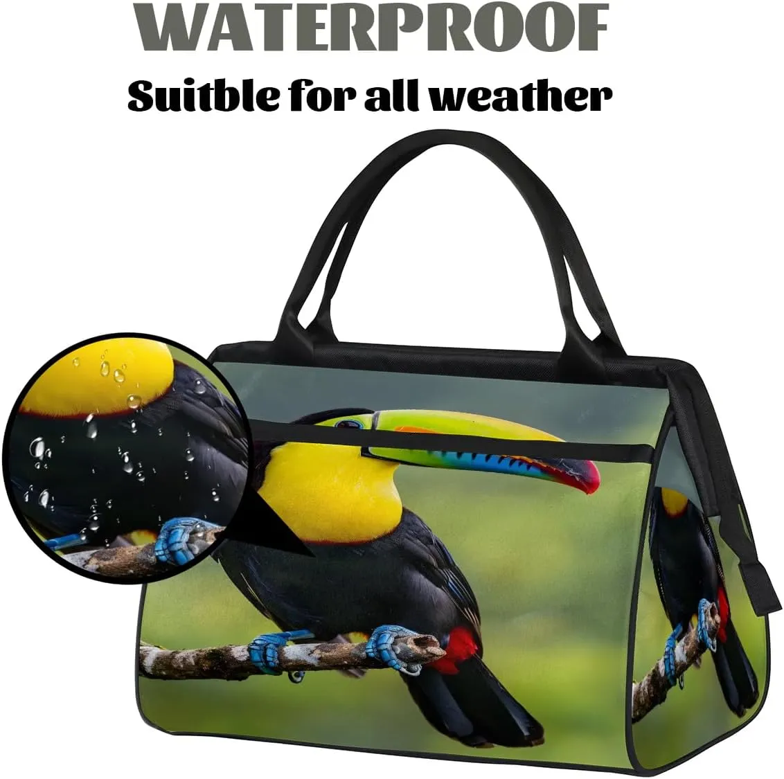 Travel Duffel Bag for Women, Beautiful Toucan Weekender Overnight Bag Carry on Beach Swim Bags Dance Bag Airlines Approved Personal Item Travel Bag for Yoga, Sports, Hospital