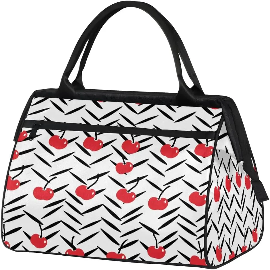 Travel Duffel Bag for Women, Cherry Prints Weekender Overnight Bag Carry on Beach Swim Bags Dance Bag Airlines Approved Personal Item Travel Bag for Yoga, Sports, Hospital