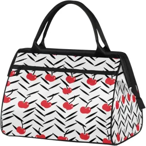 Travel Duffel Bag for Women, Cherry Prints Weekender Overnight Bag Carry on Beach Swim Bags Dance Bag Airlines Approved Personal Item Travel Bag for Yoga, Sports, Hospital