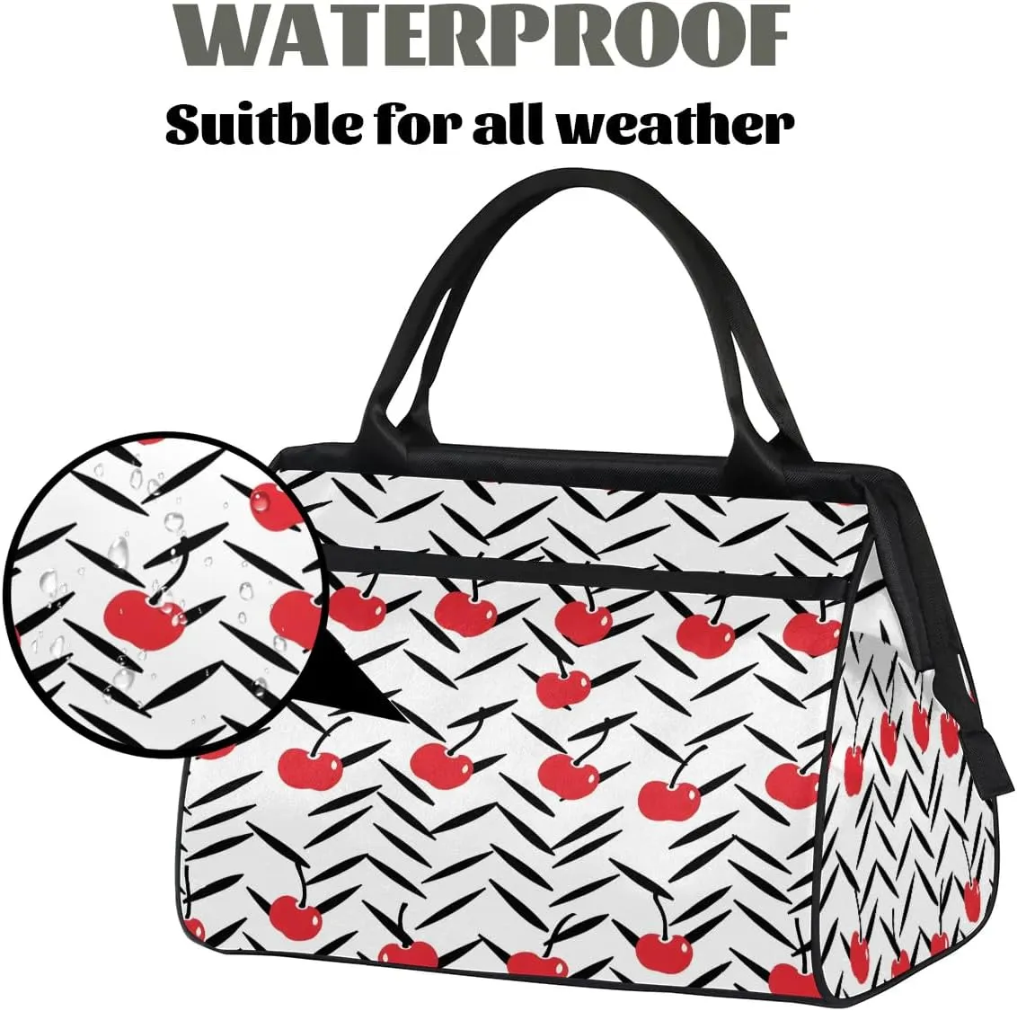 Travel Duffel Bag for Women, Cherry Prints Weekender Overnight Bag Carry on Beach Swim Bags Dance Bag Airlines Approved Personal Item Travel Bag for Yoga, Sports, Hospital