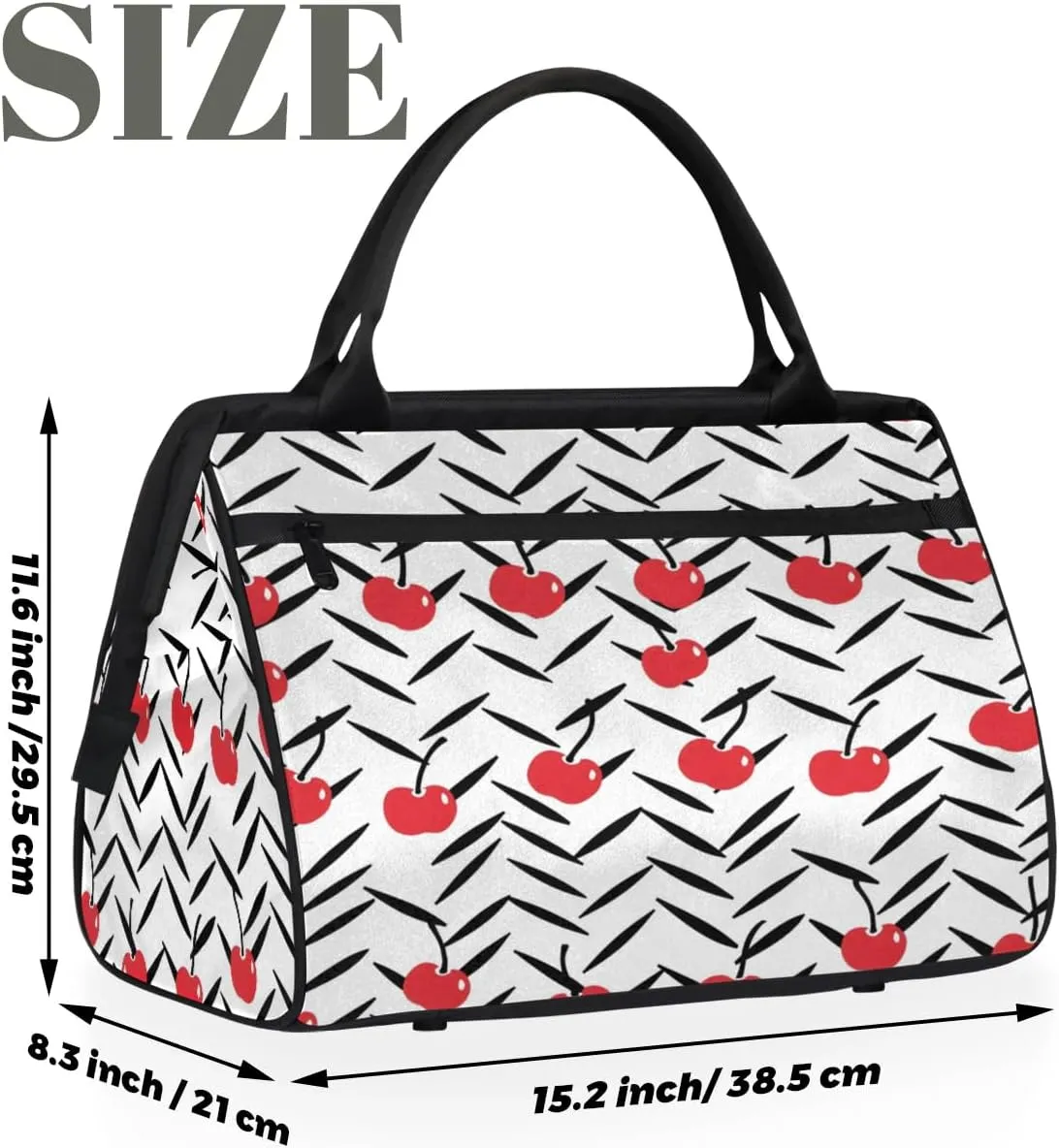 Travel Duffel Bag for Women, Cherry Prints Weekender Overnight Bag Carry on Beach Swim Bags Dance Bag Airlines Approved Personal Item Travel Bag for Yoga, Sports, Hospital