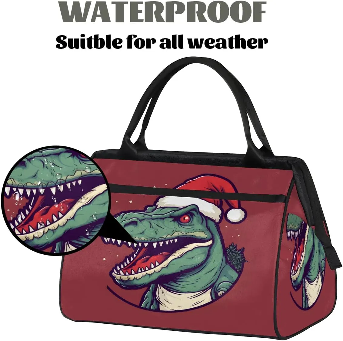 Travel Duffel Bag for Women, Christmas Dinosaur Weekender Overnight Bag Carry on Beach Swim Bags Dance Bag Airlines Approved Personal Item Travel Bag for Yoga, Sports, Hospital