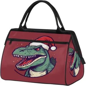 Travel Duffel Bag for Women, Christmas Dinosaur Weekender Overnight Bag Carry on Beach Swim Bags Dance Bag Airlines Approved Personal Item Travel Bag for Yoga, Sports, Hospital
