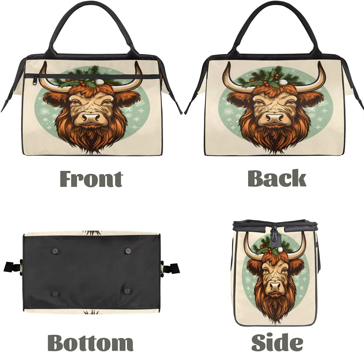 Travel Duffel Bag for Women, Christmas Highland Cow Weekender Overnight Bag Carry on Beach Swim Bags Dance Bag Airlines Approved Personal Item Travel Bag for Yoga, Sports, Hospital