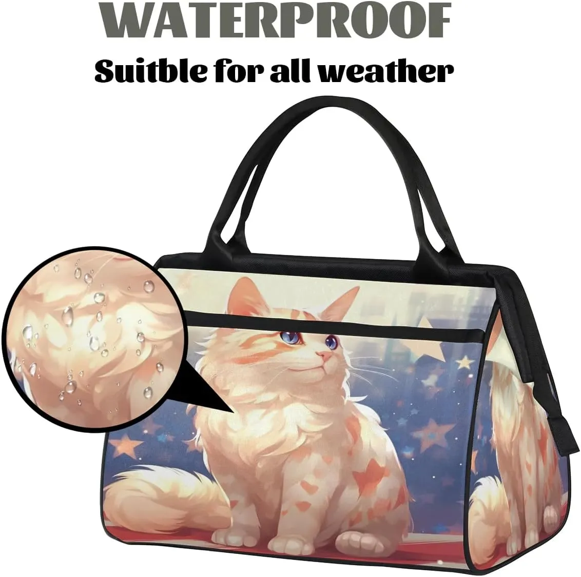 Travel Duffel Bag for Women, Cute Cats Pattern Weekender Overnight Bag Carry on Beach Swim Bags Dance Bag Airlines Approved Personal Item Travel Bag for Yoga, Sports, Hospital