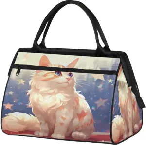 Travel Duffel Bag for Women, Cute Cats Pattern Weekender Overnight Bag Carry on Beach Swim Bags Dance Bag Airlines Approved Personal Item Travel Bag for Yoga, Sports, Hospital