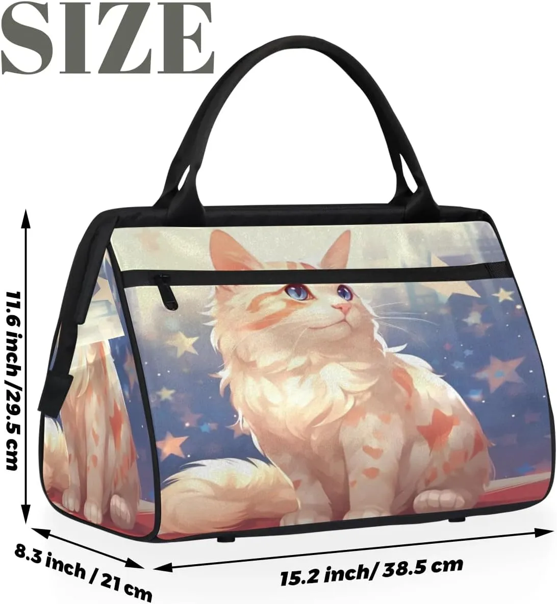 Travel Duffel Bag for Women, Cute Cats Pattern Weekender Overnight Bag Carry on Beach Swim Bags Dance Bag Airlines Approved Personal Item Travel Bag for Yoga, Sports, Hospital