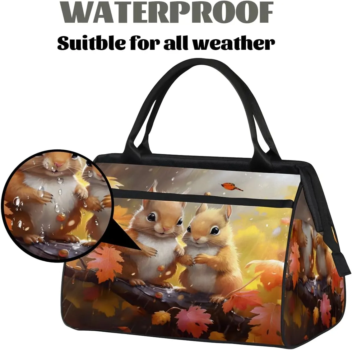 Travel Duffel Bag for Women, Cute Squirrel Weekender Overnight Bag Carry on Beach Swim Bags Dance Bag Airlines Approved Personal Item Travel Bag for Yoga, Sports, Hospital