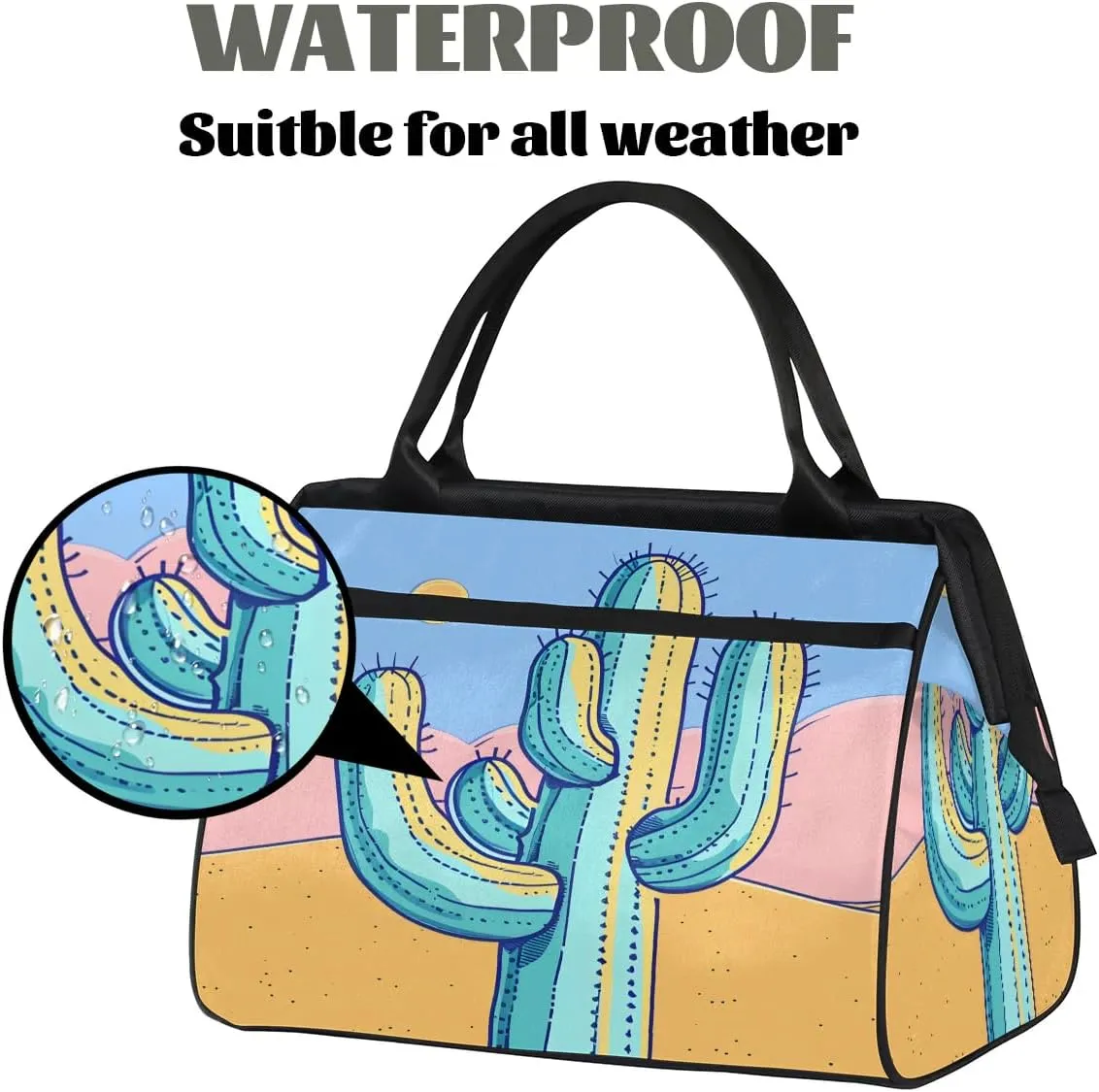 Travel Duffel Bag for Women, Desert Cactus Weekender Overnight Bag Carry on Beach Swim Bags Dance Bag Airlines Approved Personal Item Travel Bag for Yoga, Sports, Hospital