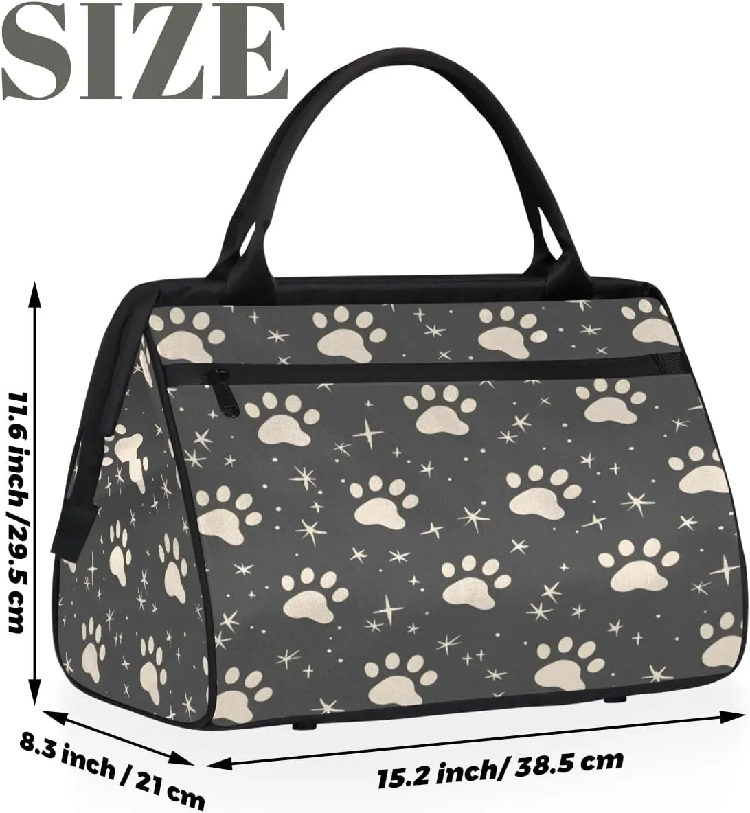 Travel Duffel Bag for Women, Dog Paw Print Weekender Overnight Bag Carry on Beach Swim Bags Dance Bag Airlines Approved Personal Item Travel Bag for Yoga, Sports, Hospital