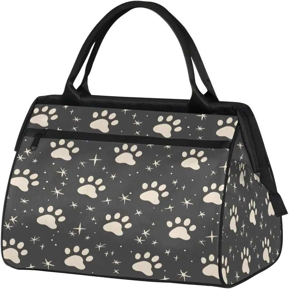 Travel Duffel Bag for Women, Dog Paw Print Weekender Overnight Bag Carry on Beach Swim Bags Dance Bag Airlines Approved Personal Item Travel Bag for Yoga, Sports, Hospital