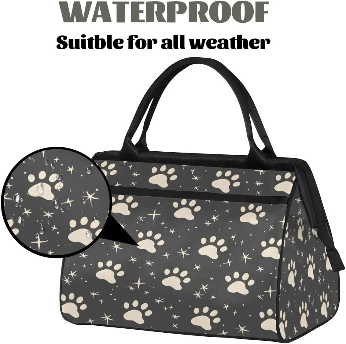Travel Duffel Bag for Women, Dog Paw Print Weekender Overnight Bag Carry on Beach Swim Bags Dance Bag Airlines Approved Personal Item Travel Bag for Yoga, Sports, Hospital