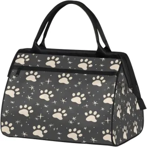 Travel Duffel Bag for Women, Dog Paw Print Weekender Overnight Bag Carry on Beach Swim Bags Dance Bag Airlines Approved Personal Item Travel Bag for Yoga, Sports, Hospital