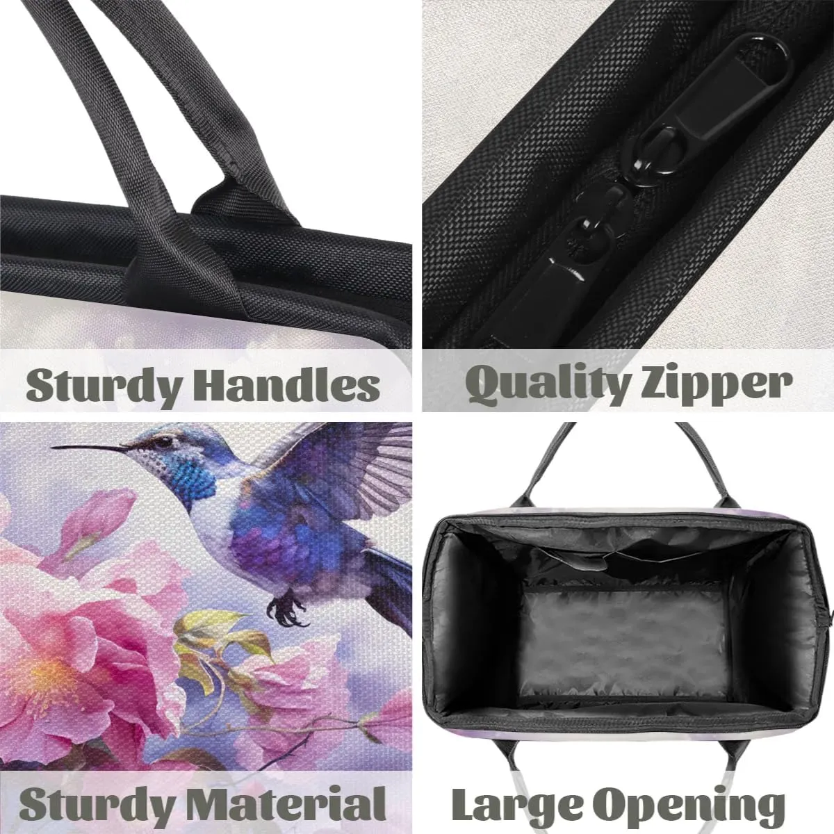 Travel Duffel Bag for Women, Floral Flower Hummingbird Weekender Overnight Bag Carry on Beach Swim Bags Dance Bag Airlines Approved Personal Item Travel Bag for Yoga, Sports, Hospital