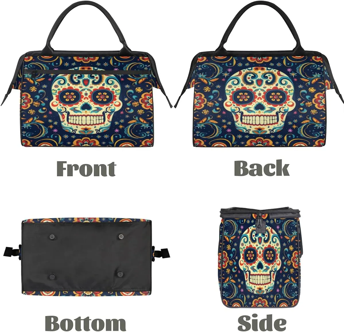 Travel Duffel Bag for Women, Floral Flower Skull Weekender Overnight Bag Carry on Beach Swim Bags Dance Bag Airlines Approved Personal Item Travel Bag for Yoga, Sports, Hospital