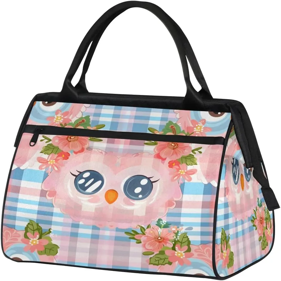 Travel Duffel Bag for Women, Flower Owl Weekender Overnight Bag Carry on Beach Swim Bags Dance Bag Airlines Approved Personal Item Travel Bag for Yoga, Sports, Hospital