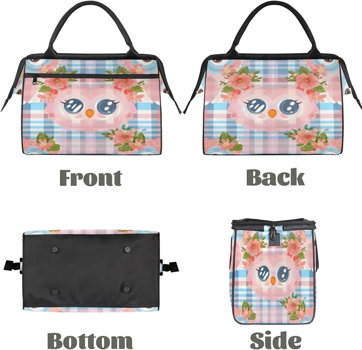 Travel Duffel Bag for Women, Flower Owl Weekender Overnight Bag Carry on Beach Swim Bags Dance Bag Airlines Approved Personal Item Travel Bag for Yoga, Sports, Hospital