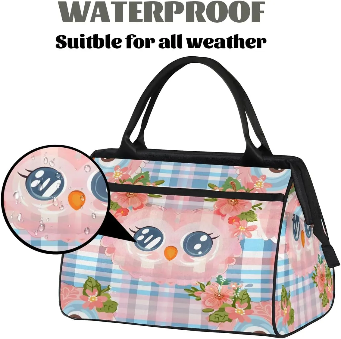 Travel Duffel Bag for Women, Flower Owl Weekender Overnight Bag Carry on Beach Swim Bags Dance Bag Airlines Approved Personal Item Travel Bag for Yoga, Sports, Hospital