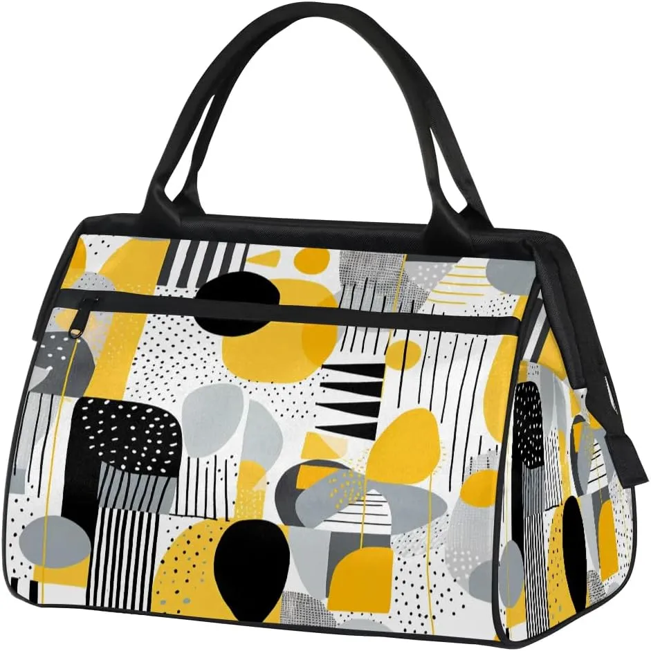 Travel Duffel Bag for Women, Geometry Printing Weekender Overnight Bag Carry on Beach Swim Bags Dance Bag Airlines Approved Personal Item Travel Bag for Yoga, Sports, Hospital