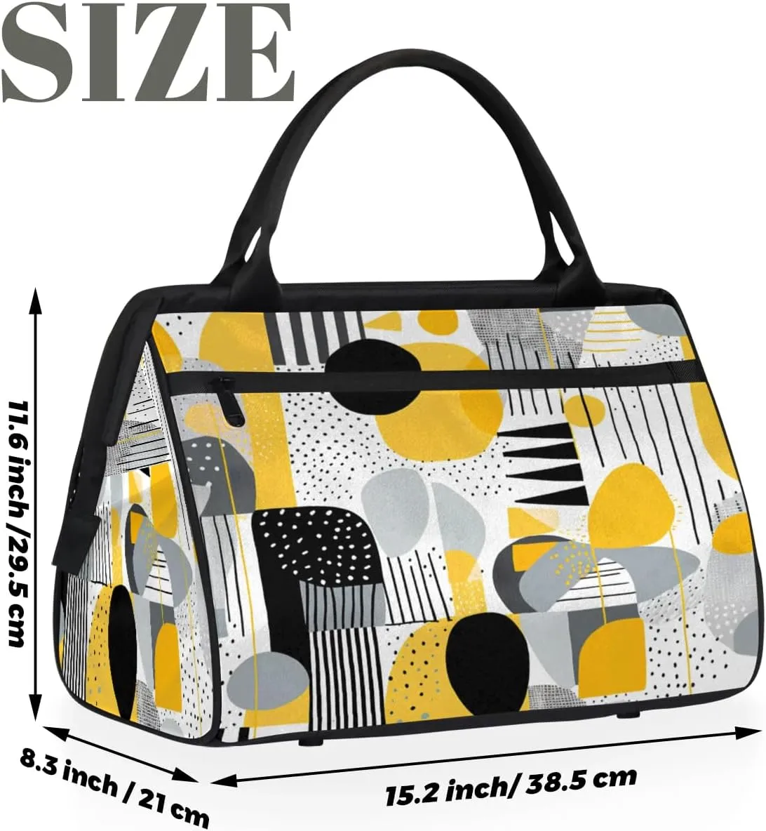 Travel Duffel Bag for Women, Geometry Printing Weekender Overnight Bag Carry on Beach Swim Bags Dance Bag Airlines Approved Personal Item Travel Bag for Yoga, Sports, Hospital