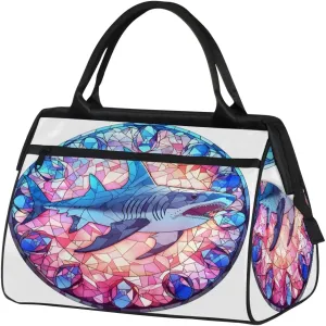 Travel Duffel Bag for Women, Glass Shark Weekender Overnight Bag Carry on Beach Swim Bags Dance Bag Airlines Approved Personal Item Travel Bag for Yoga, Sports, Hospital