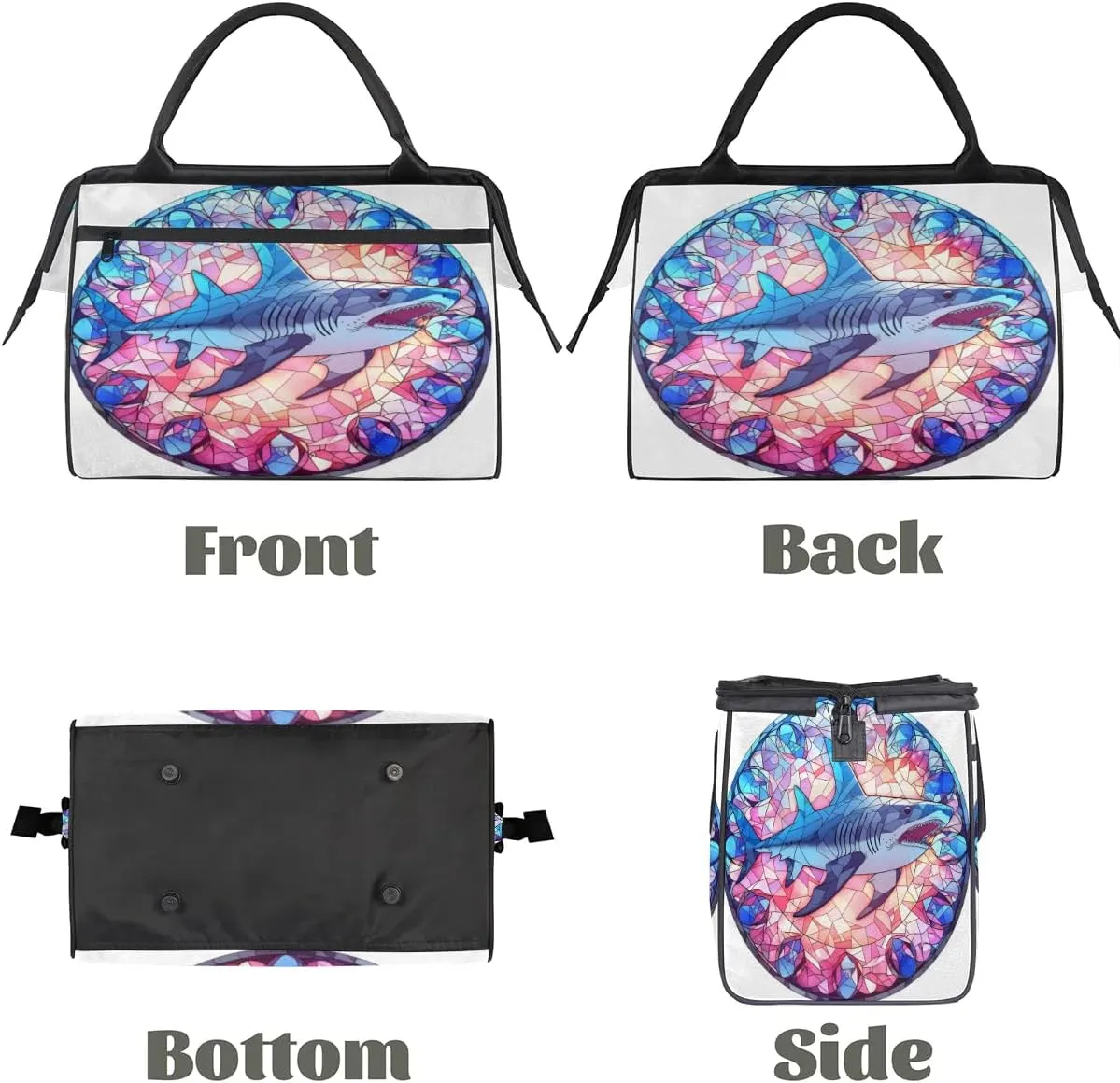 Travel Duffel Bag for Women, Glass Shark Weekender Overnight Bag Carry on Beach Swim Bags Dance Bag Airlines Approved Personal Item Travel Bag for Yoga, Sports, Hospital