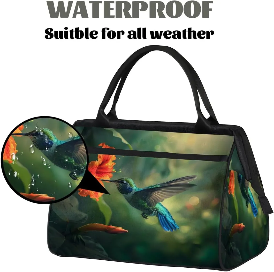 Travel Duffel Bag for Women, Hummingbird Weekender Overnight Bag Carry on Beach Swim Bags Dance Bag Airlines Approved Personal Item Travel Bag for Yoga, Sports, Hospital