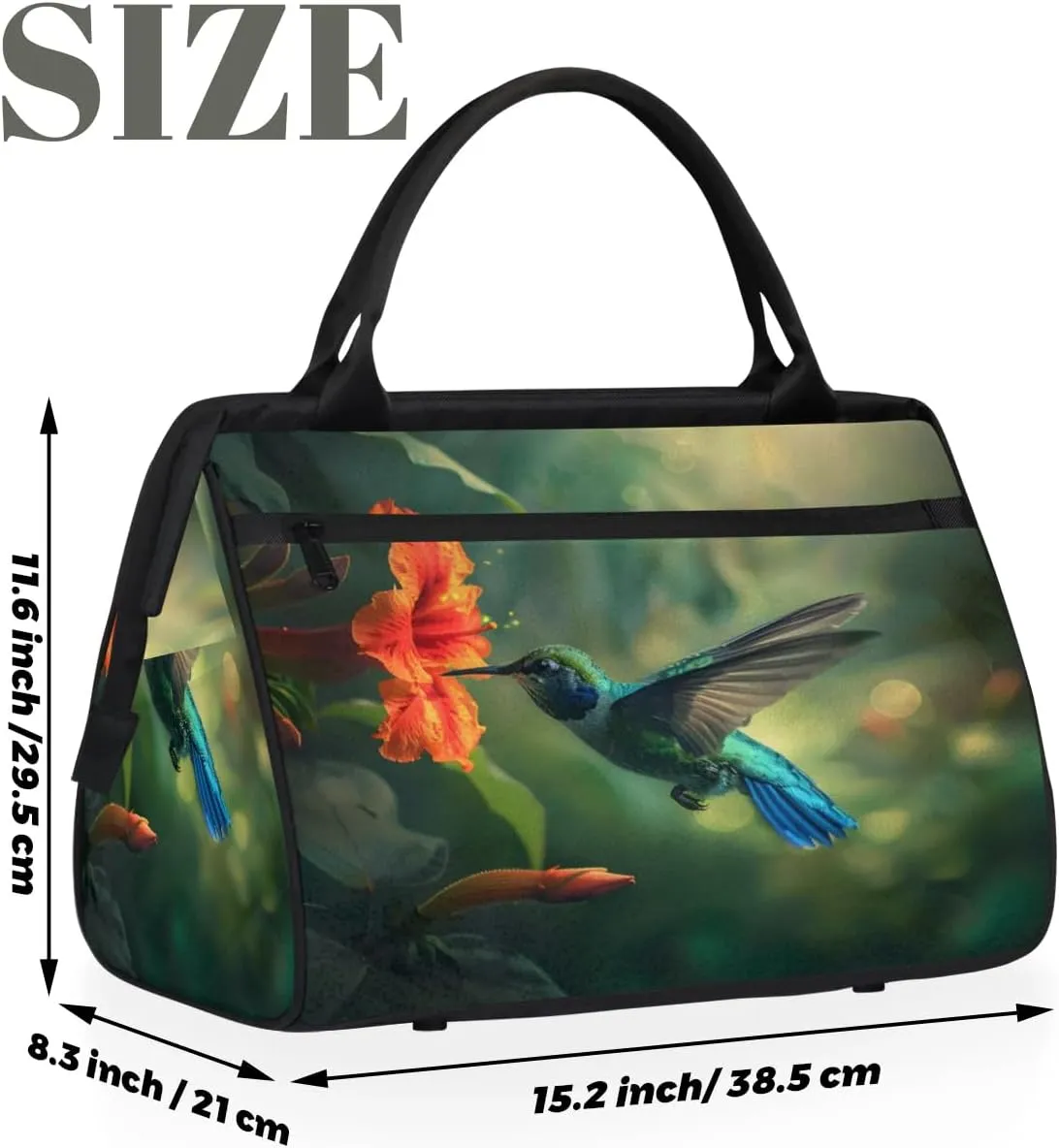 Travel Duffel Bag for Women, Hummingbird Weekender Overnight Bag Carry on Beach Swim Bags Dance Bag Airlines Approved Personal Item Travel Bag for Yoga, Sports, Hospital
