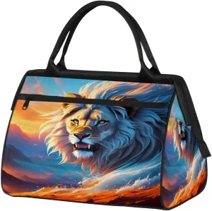 Travel Duffel Bag for Women, Legend Fantasy Lion Weekender Overnight Bag Carry on Beach Swim Bags Dance Bag Airlines Approved Personal Item Travel Bag for Yoga, Sports, Hospital