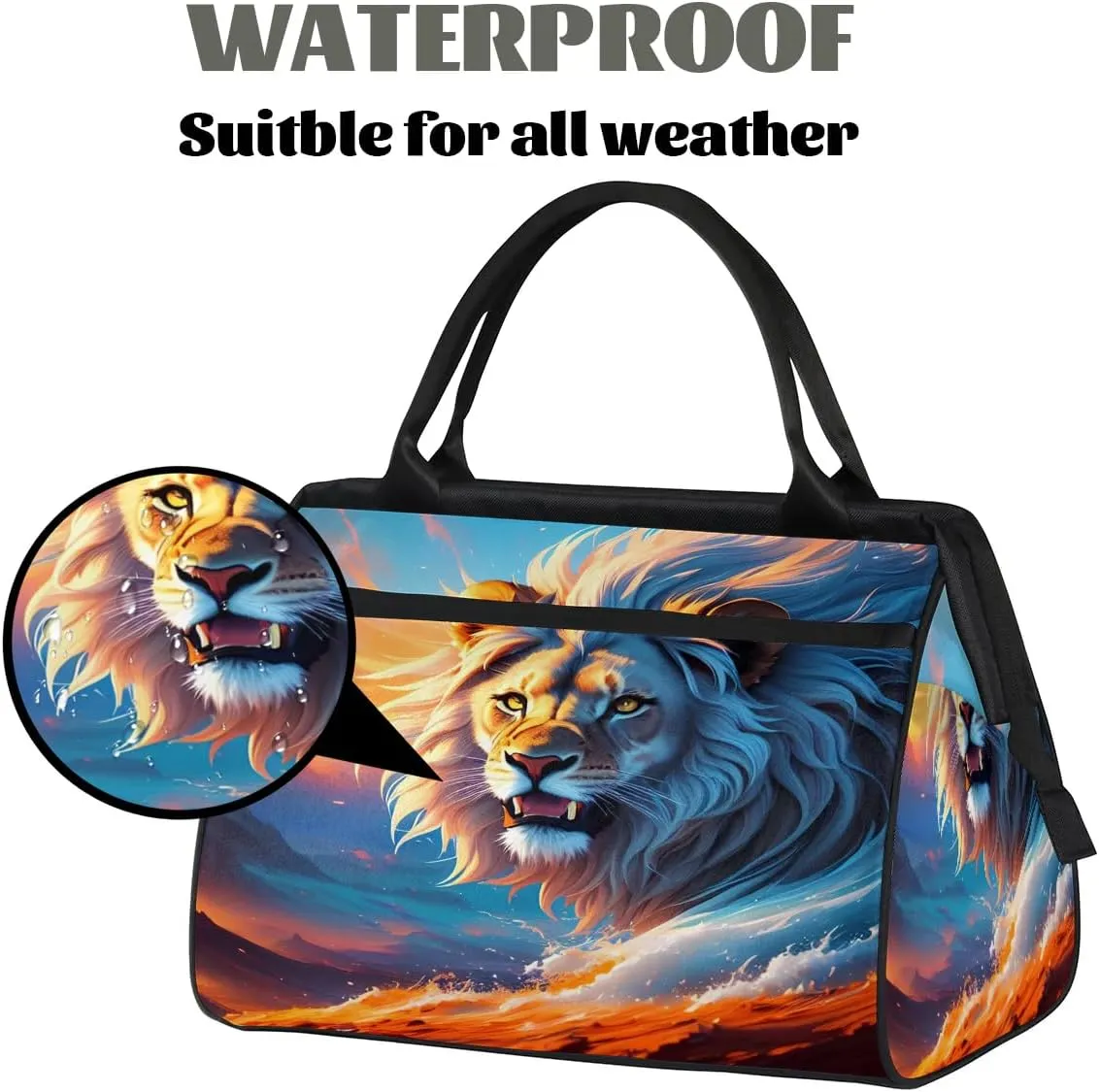Travel Duffel Bag for Women, Legend Fantasy Lion Weekender Overnight Bag Carry on Beach Swim Bags Dance Bag Airlines Approved Personal Item Travel Bag for Yoga, Sports, Hospital