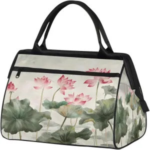 Travel Duffel Bag for Women, Lotus Weekender Overnight Bag Carry on Beach Swim Bags Dance Bag Airlines Approved Personal Item Travel Bag for Yoga, Sports, Hospital