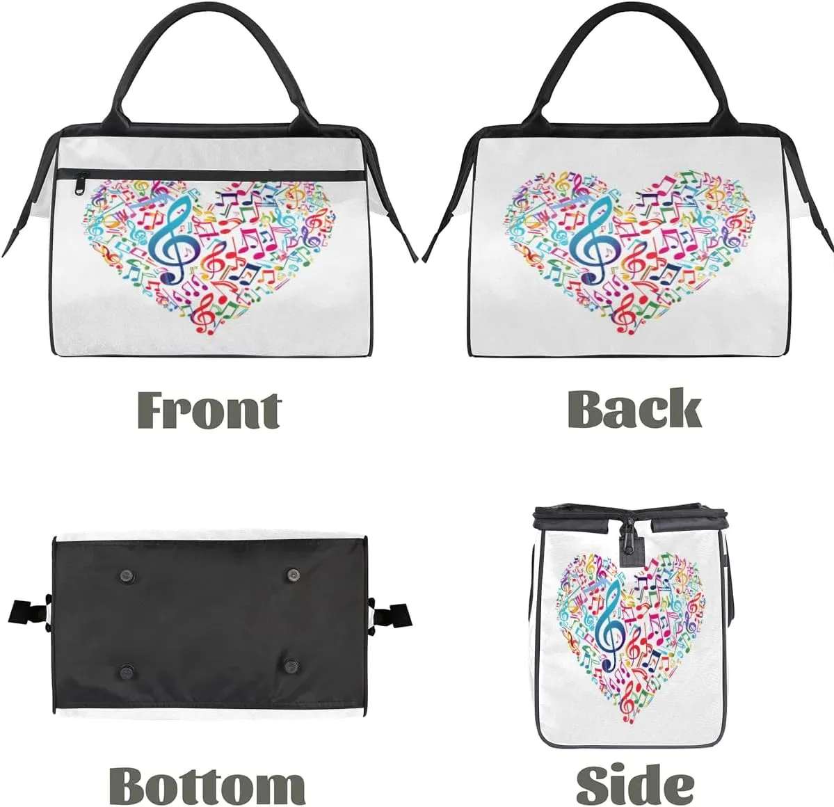 Travel Duffel Bag for Women, Music Heart Weekender Overnight Bag Carry on Beach Swim Bags Dance Bag Airlines Approved Personal Item Travel Bag for Yoga, Sports, Hospital