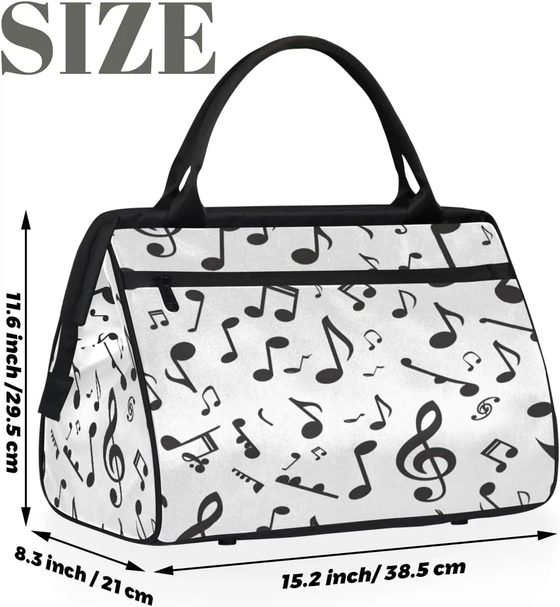Travel Duffel Bag for Women, Musical Note Weekender Overnight Bag Carry on Beach Swim Bags Dance Bag Airlines Approved Personal Item Travel Bag for Yoga, Sports, Hospital