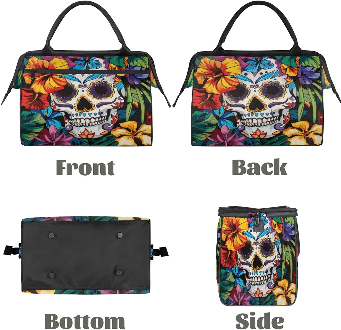 Travel Duffel Bag for Women, Palm Leaf Skull Weekender Overnight Bag Carry on Beach Swim Bags Dance Bag Airlines Approved Personal Item Travel Bag for Yoga, Sports, Hospital