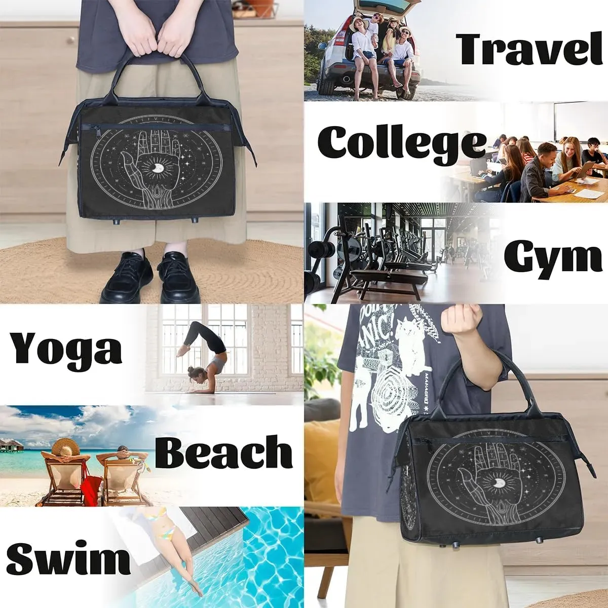 Travel Duffel Bag for Women, Palm Moon Weekender Overnight Bag Carry on Beach Swim Bags Dance Bag Airlines Approved Personal Item Travel Bag for Yoga, Sports, Hospital