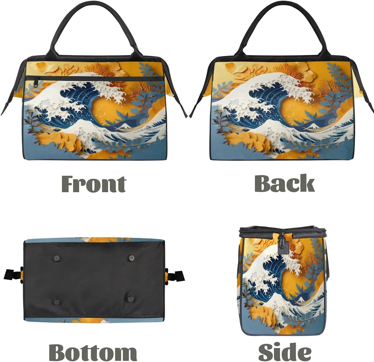 Travel Duffel Bag for Women, Paper Cutting Big Wave Weekender Overnight Bag Carry on Beach Swim Bags Dance Bag Airlines Approved Personal Item Travel Bag for Yoga, Sports, Hospital