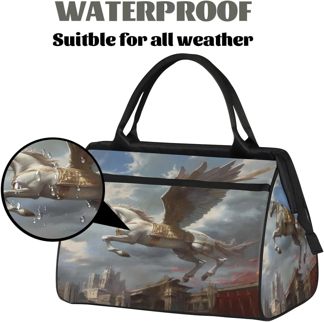Travel Duffel Bag for Women, Pegasus Weekender Overnight Bag Carry on Beach Swim Bags Dance Bag Airlines Approved Personal Item Travel Bag for Yoga, Sports, Hospital