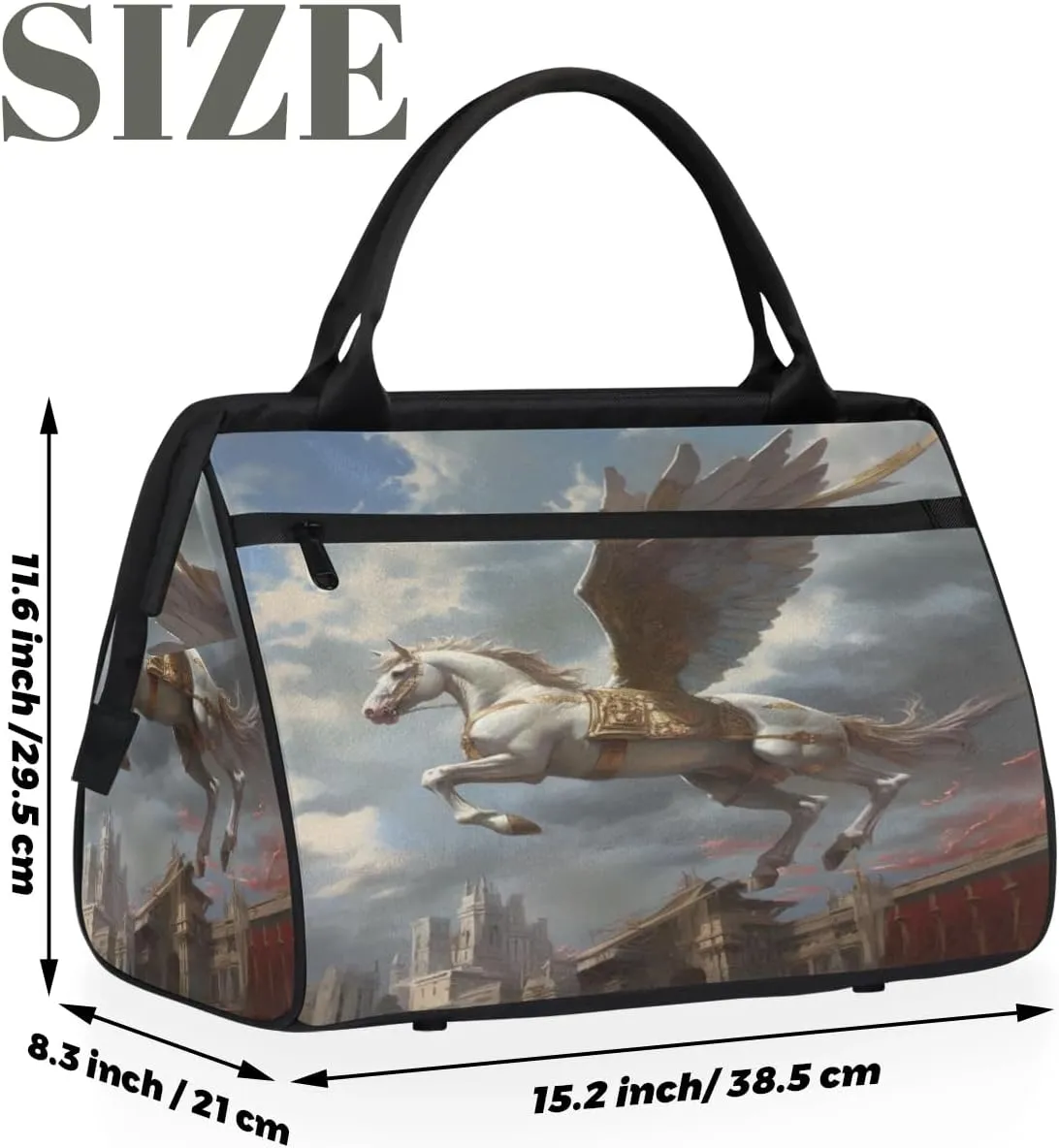 Travel Duffel Bag for Women, Pegasus Weekender Overnight Bag Carry on Beach Swim Bags Dance Bag Airlines Approved Personal Item Travel Bag for Yoga, Sports, Hospital