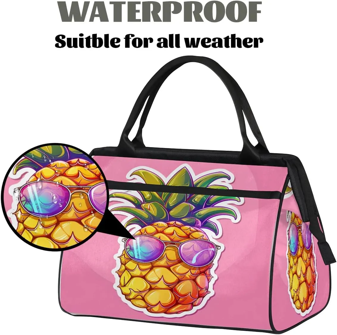 Travel Duffel Bag for Women, Pineapple Weekender Overnight Bag Carry on Beach Swim Bags Dance Bag Airlines Approved Personal Item Travel Bag for Yoga, Sports, Hospital