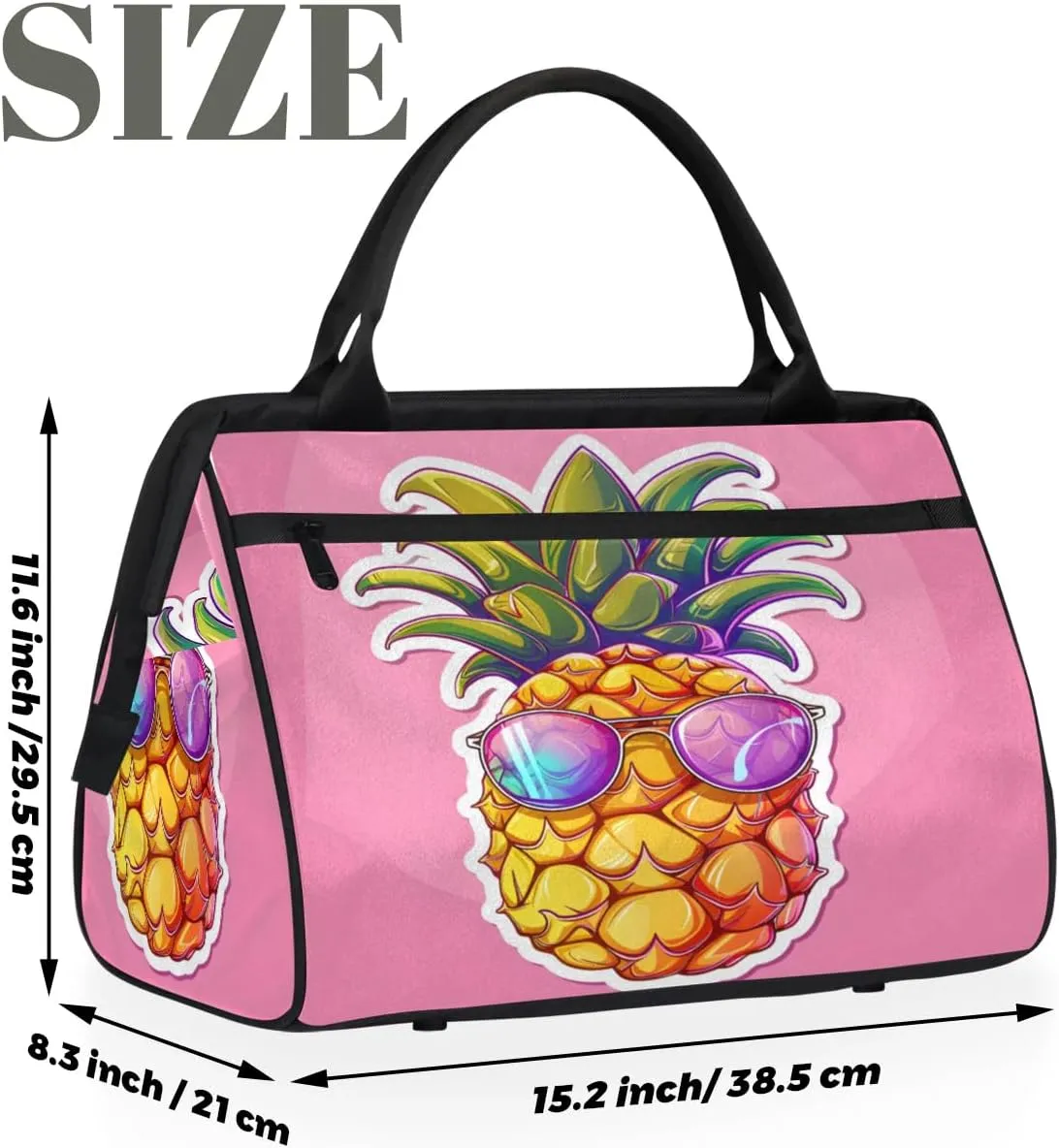 Travel Duffel Bag for Women, Pineapple Weekender Overnight Bag Carry on Beach Swim Bags Dance Bag Airlines Approved Personal Item Travel Bag for Yoga, Sports, Hospital