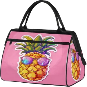 Travel Duffel Bag for Women, Pineapple Weekender Overnight Bag Carry on Beach Swim Bags Dance Bag Airlines Approved Personal Item Travel Bag for Yoga, Sports, Hospital