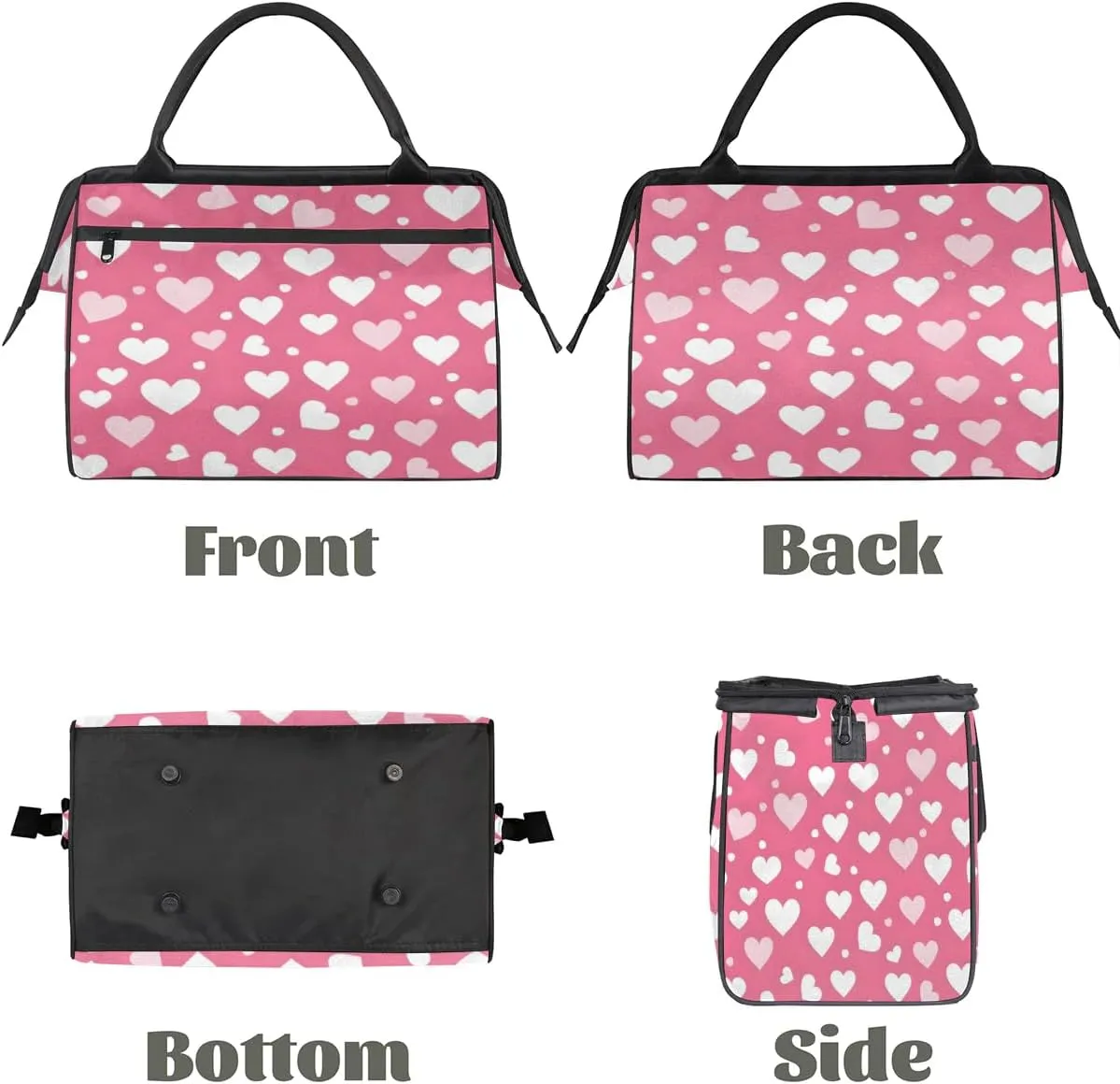 Travel Duffel Bag for Women, Pink Heart Weekender Overnight Bag Carry on Beach Swim Bags Dance Bag Airlines Approved Personal Item Travel Bag for Yoga, Sports, Hospital