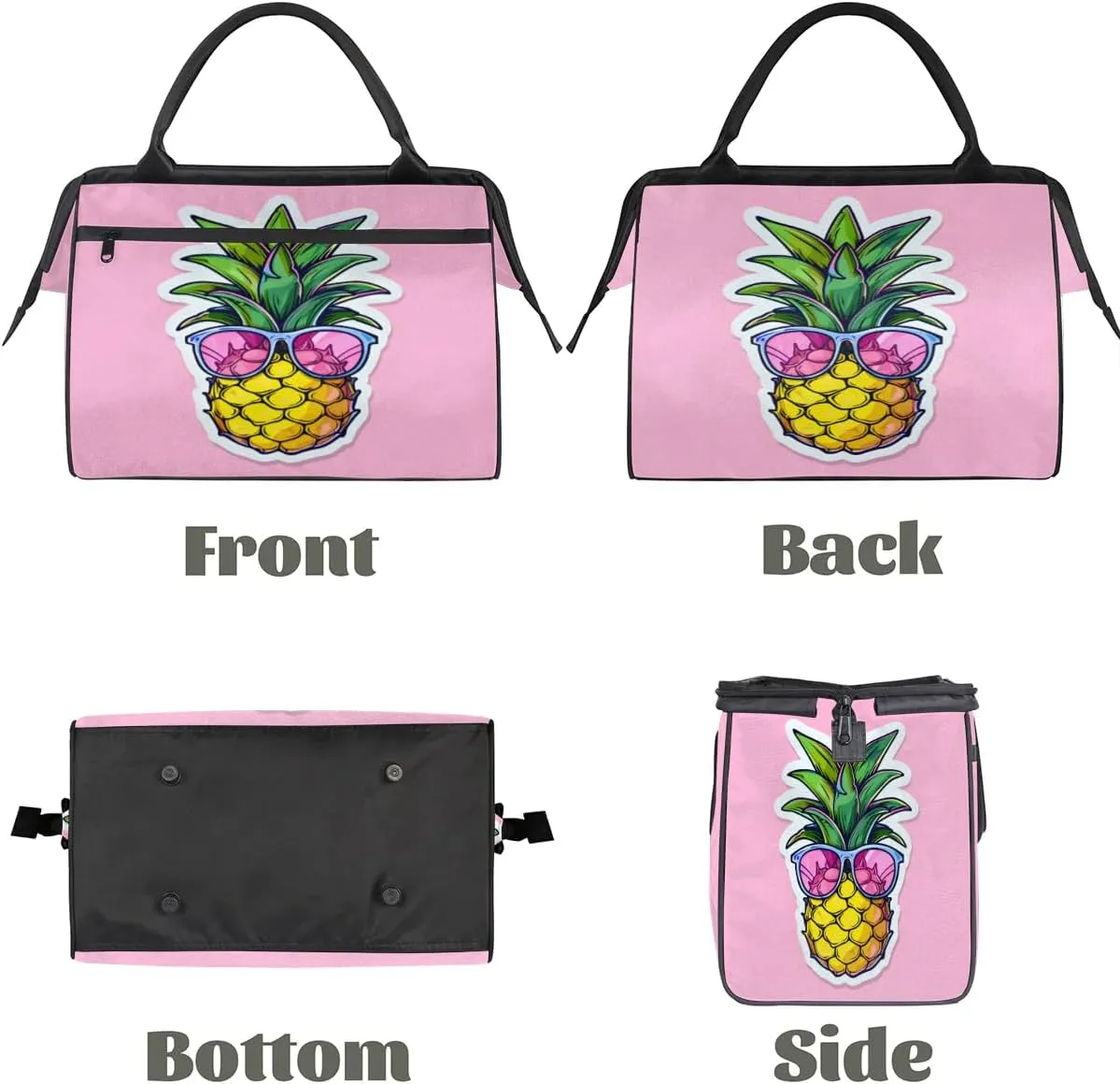 Travel Duffel Bag for Women, Pink Pineapple Weekender Overnight Bag Carry on Beach Swim Bags Dance Bag Airlines Approved Personal Item Travel Bag for Yoga, Sports, Hospital
