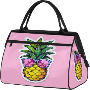 Travel Duffel Bag for Women, Pink Pineapple Weekender Overnight Bag Carry on Beach Swim Bags Dance Bag Airlines Approved Personal Item Travel Bag for Yoga, Sports, Hospital