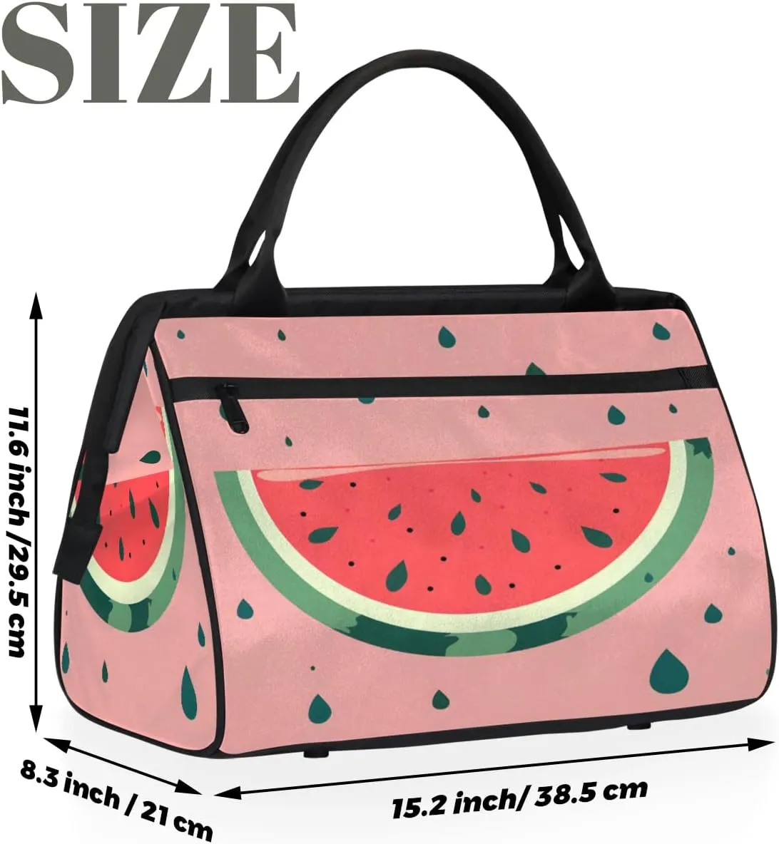 Travel Duffel Bag for Women, Pink Summer Watermelon Weekender Overnight Bag Carry on Beach Swim Bags Dance Bag Airlines Approved Personal Item Travel Bag for Yoga, Sports, Hospital