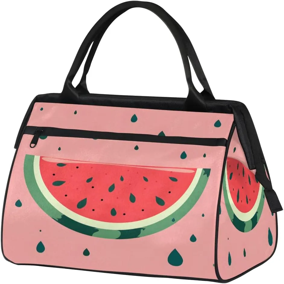 Travel Duffel Bag for Women, Pink Summer Watermelon Weekender Overnight Bag Carry on Beach Swim Bags Dance Bag Airlines Approved Personal Item Travel Bag for Yoga, Sports, Hospital
