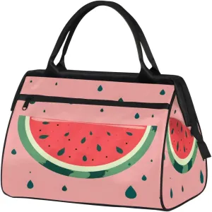 Travel Duffel Bag for Women, Pink Summer Watermelon Weekender Overnight Bag Carry on Beach Swim Bags Dance Bag Airlines Approved Personal Item Travel Bag for Yoga, Sports, Hospital