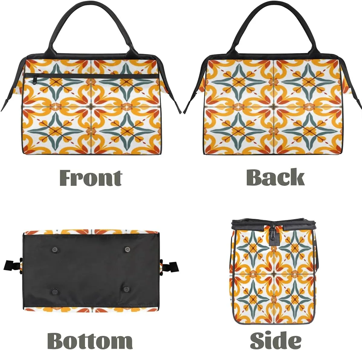 Travel Duffel Bag for Women, Portugal Texture Flower Weekender Overnight Bag Carry on Beach Swim Bags Dance Bag Airlines Approved Personal Item Travel Bag for Yoga, Sports, Hospital