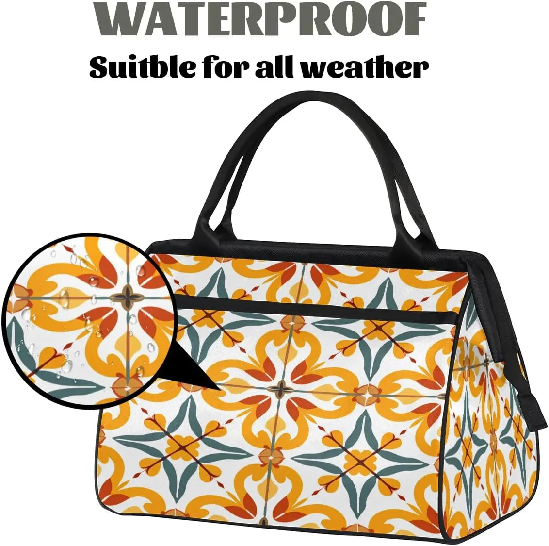 Travel Duffel Bag for Women, Portugal Texture Flower Weekender Overnight Bag Carry on Beach Swim Bags Dance Bag Airlines Approved Personal Item Travel Bag for Yoga, Sports, Hospital