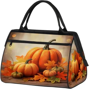 Travel Duffel Bag for Women, Pumpkin Thanksgiving Weekender Overnight Bag Carry on Beach Swim Bags Dance Bag Airlines Approved Personal Item Travel Bag for Yoga, Sports, Hospital